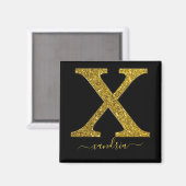Letter X Gold Glitzer Magnet (Vorderseite/Rückseite)
