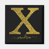 Letter X Gold Glitzer Magnet (Vorne)