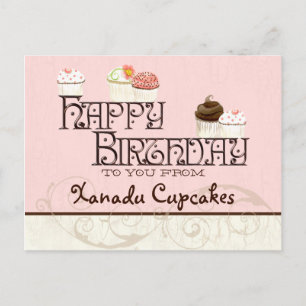 Letter X Happy Birthday Cupcake Business Postkarte