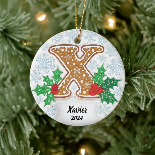 Letter X Individuelle Name Monogram Christmas Keramik Ornament (Baum)