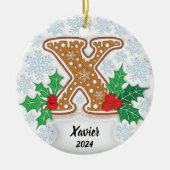 Letter X Individuelle Name Monogram Christmas Keramik Ornament (Vorne)