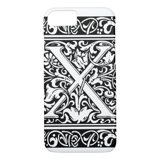 Letter X Mittelalterliche Monogram Art Nouveau Case-Mate iPhone Hülle (Rückseite)