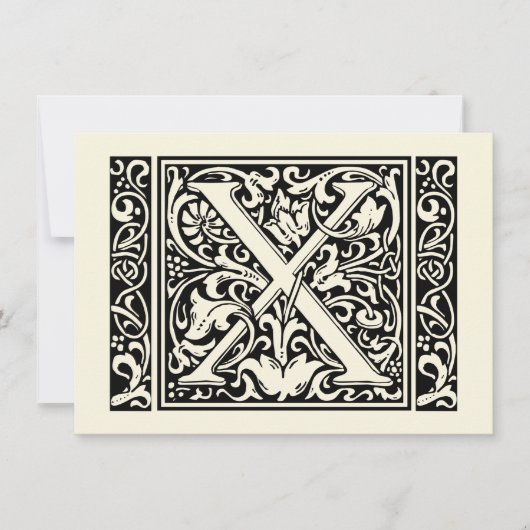 Letter X Mittelalterliche Monogram Art Nouveau Einladung (Vorderseite)