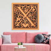 Letter X Mittelalterliche Monogram Art Nouveau Leinwanddruck (Insitu (Wohnzimmer))