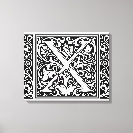 Letter X Mittelalterliche Monogram Art Nouveau Leinwanddruck (Vorderseite)
