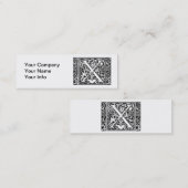 Letter X Mittelalterliche Monogram Art Nouveau Mini Visitenkarte (Vorne/Hinten)