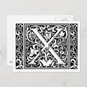 Letter X Mittelalterliche Monogram Art Nouveau Postkarte (Vorne/Hinten)