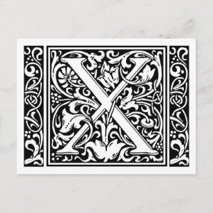 Letter X Mittelalterliche Monogram Art Nouveau Postkarte