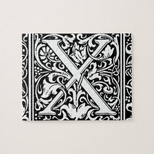 Letter X Mittelalterliche Monogram Art Nouveau Puzzle
