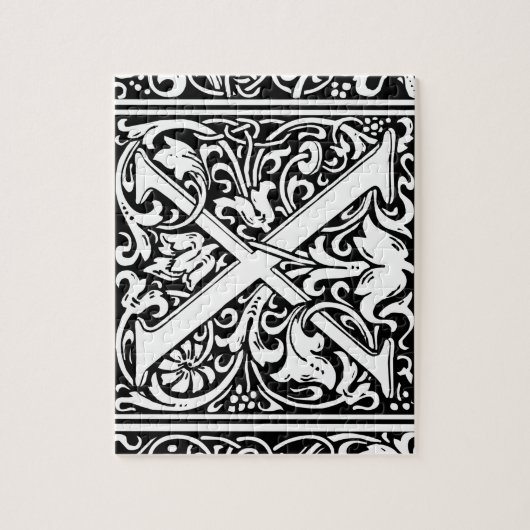 Letter X Mittelalterliche Monogram Art Nouveau Puzzle (Vertikal)