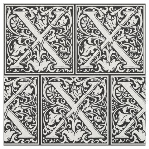 Letter X Mittelalterliche Monogram Art Nouveau Stoff