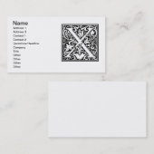 Letter X Mittelalterliche Monogram Art Nouveau Visitenkarte (Vorne/Hinten)