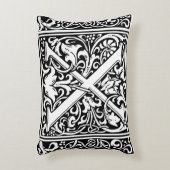 Letter X Mittelalterliche Monogram Art Nouveau Zierkissen (Vorderseite(Vertikal))