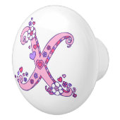 Letter X - Mono-Herz und Blume-ziehen-Knopf Keramikknauf (Rechts)