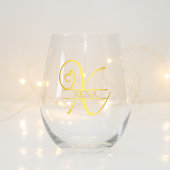 Letter X Monogram Bridesmaid Geschenk, Modernes El Weinglas Ohne Stiel