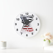 Letter X Monogram USA Flag Große Wanduhr (Zuhause)