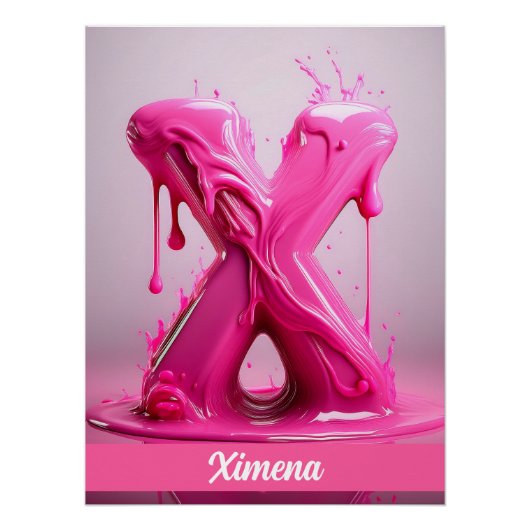 Letter X, Monogram X - Customizable Name Poster (Vorderseite)