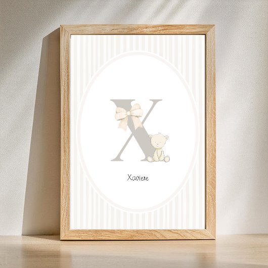Letter X Nursery Wall Art - Custom Baby Name Print Poster