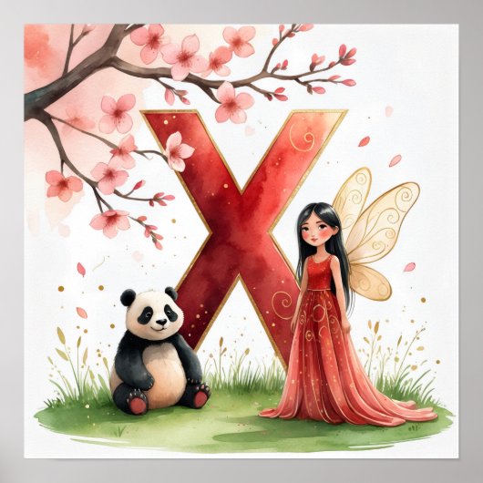 Letter X Panda Fairy Poster - Chinese Alphabet Art (Vorne)