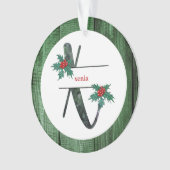 *~* Letter X Rustikales Weihnachtsfest FOTO Holz A Ornament (Vorderseite)