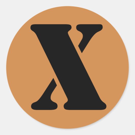 Letter X Stencil Alphabet von Janz Peru Gold Runder Aufkleber (Vorderseite)