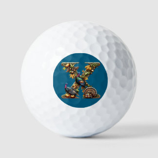 Letter X Thanksgiving turkey style Golfball
