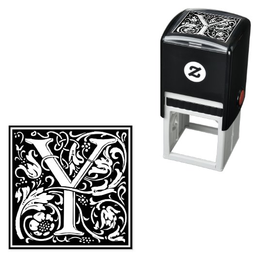 Letter Y Art Nouveau Schwarz/Weiß Tile Permastempel (Beispiel)