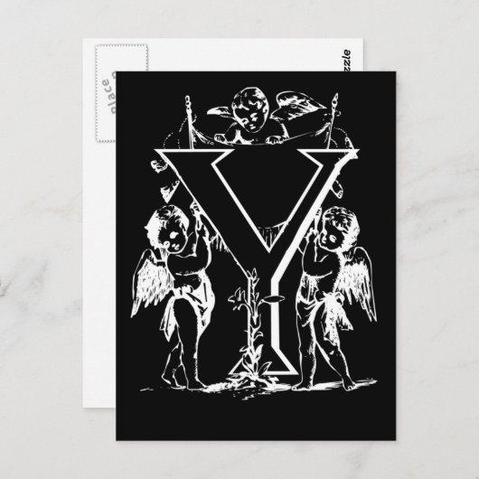 Letter Y Black and White Monogram Cards Postkarte (Vorne/Hinten)