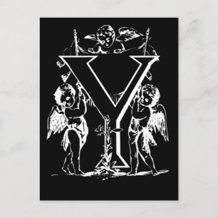 Letter Y Black and White Monogram Cards Postkarte
