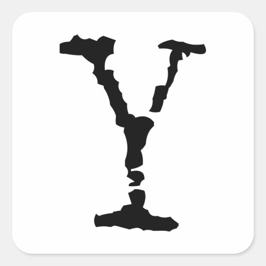 Letter Y Black Quadratischer Aufkleber (Vorderseite)