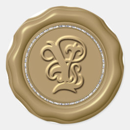*~* Letter Y Diamond Circle GOLD Wax Siegel Sticke Runder Aufkleber