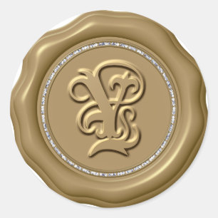 *~* Letter Y Diamond Circle GOLD Wax Siegel Sticke Runder Aufkleber