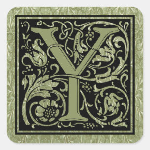Letter Y First Letter Monogram Quadratischer Aufkleber