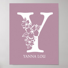 Letter Y Floral Monogram Name Kinderzimmer Modern Poster