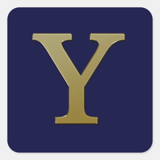 Letter Y Gold Square Sticker (Vorderseite)
