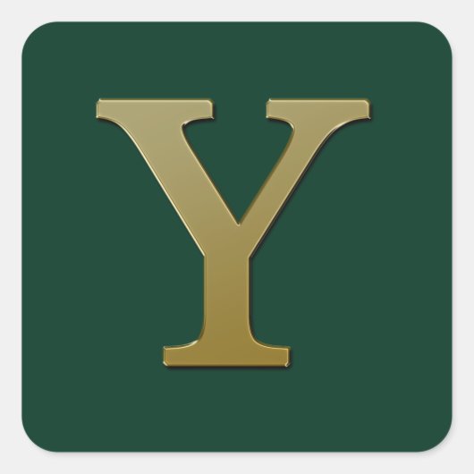 Letter Y Gold Square Sticker (Vorderseite)