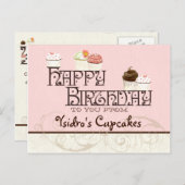 Letter Y Happy Birthday Cupcake Business Postkarte (Vorne/Hinten)
