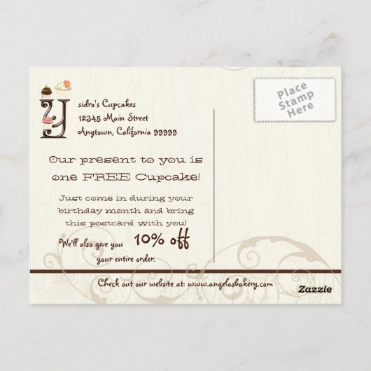 Letter Y Happy Birthday Cupcake Business Postkarte (Rückseite)