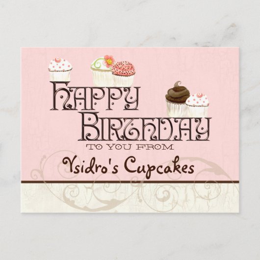 Letter Y Happy Birthday Cupcake Business Postkarte (Vorderseite)