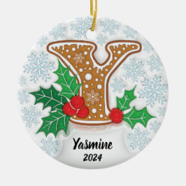 Letter Y Individuelle Name Monogram Christmas Keramik Ornament