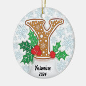 Letter Y Individuelle Name Monogram Christmas Keramik Ornament (Links)