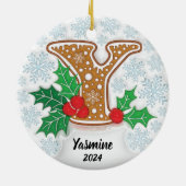 Letter Y Individuelle Name Monogram Christmas Keramik Ornament (Hinten)