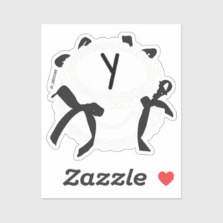 Letter Y Initial Black And White Bow Vintage Cake Aufkleber