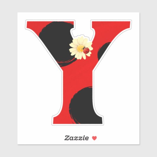 Letter Y Ladybug Print with Ladybug and Blume Aufkleber (Blatt)