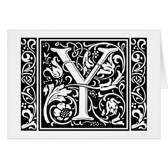 Letter Y Medieval Monogram Art Nouveau (Vorderseite (Horizontal))