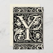 Letter Y Medieval Monogram Art Nouveau Einladung (Vorne/Hinten)