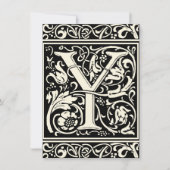 Letter Y Medieval Monogram Art Nouveau Einladung (Vorderseite)