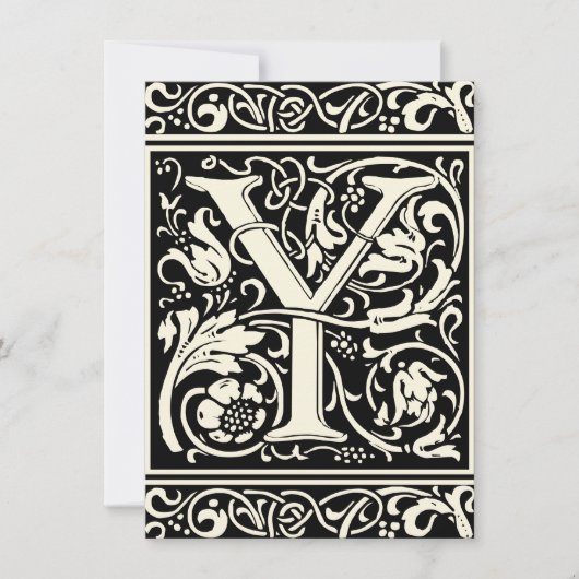 Letter Y Medieval Monogram Art Nouveau Einladung (Vorderseite)