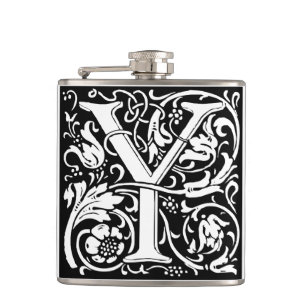 Letter Y Medieval Monogram Art Nouveau Flachmann