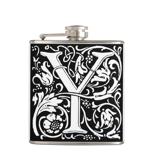 Letter Y Medieval Monogram Art Nouveau Flachmann (Vorderseite)